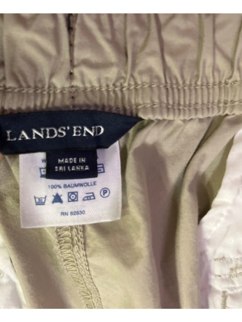 Lands' End Womens 24W Khaki Cargo Pants Elastic Waist Cotton Hiking Used - Picture 6 of 16